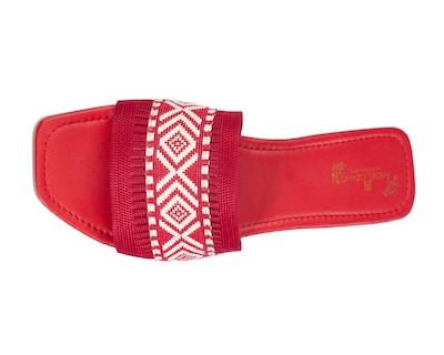 Foto 3 | Sandalia De Piso A Ángelozano Con Tira Étnica, Color Rojo