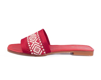 Foto 6 | Sandalia De Piso A Ángelozano Con Tira Étnica, Color Rojo