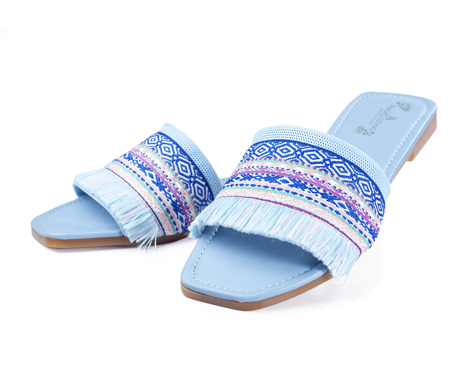 Foto 2 pulgar | Sandalia De Piso A Ángelozano Con Tira Étnica, Color Azul
