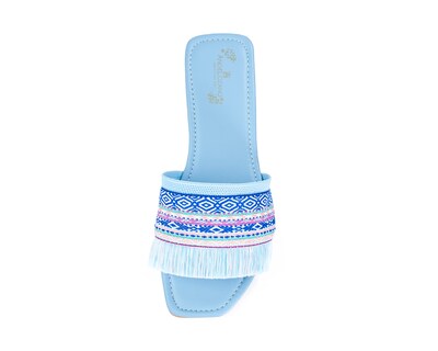 Foto 2 | Sandalia De Piso A Ángelozano Con Tira Étnica, Color Azul