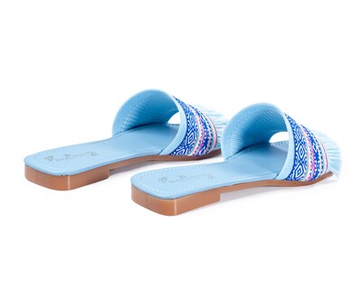 Foto 4 | Sandalia De Piso A Ángelozano Con Tira Étnica, Color Azul