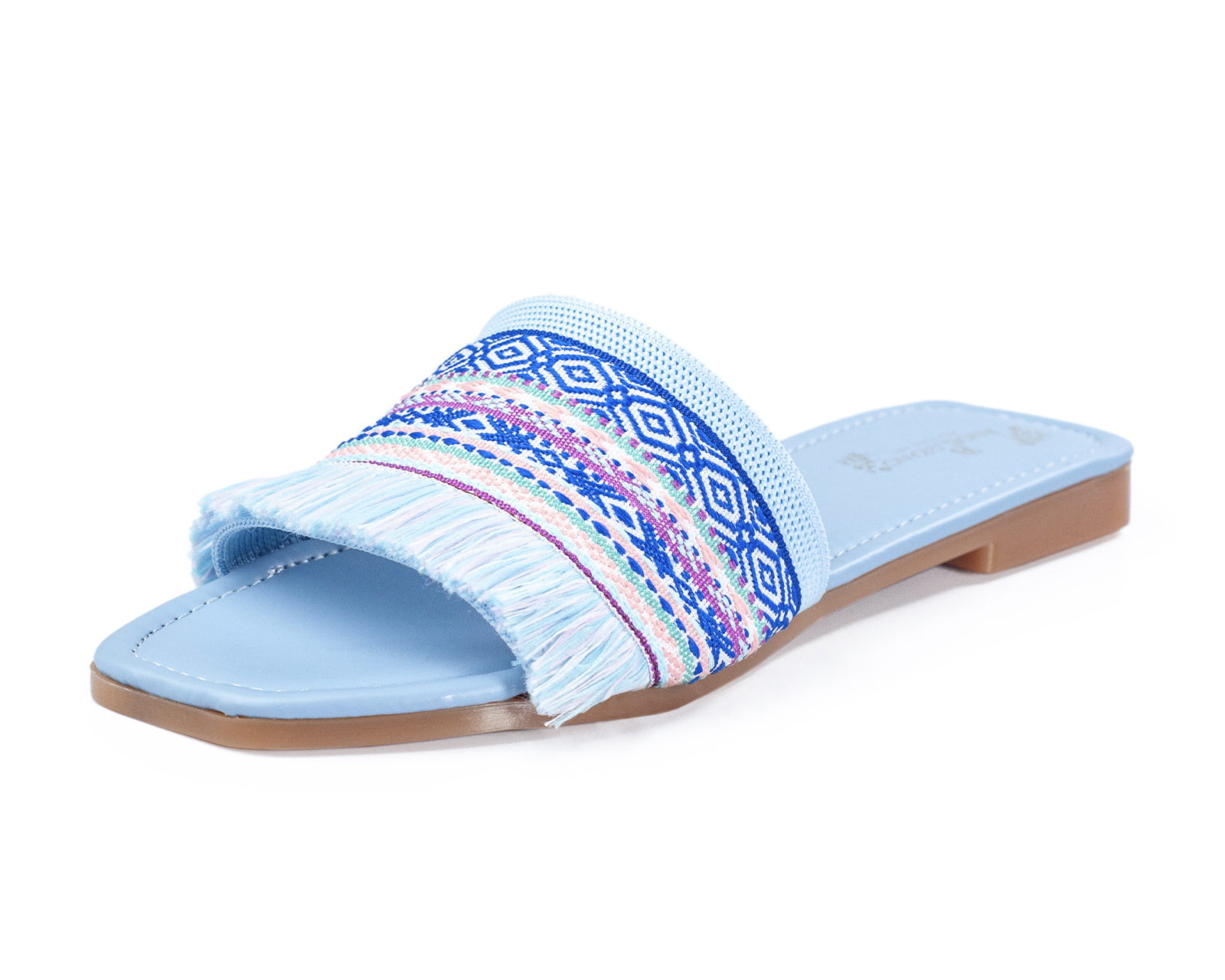 Foto 7 pulgar | Sandalia De Piso A Ángelozano Con Tira Étnica, Color Azul