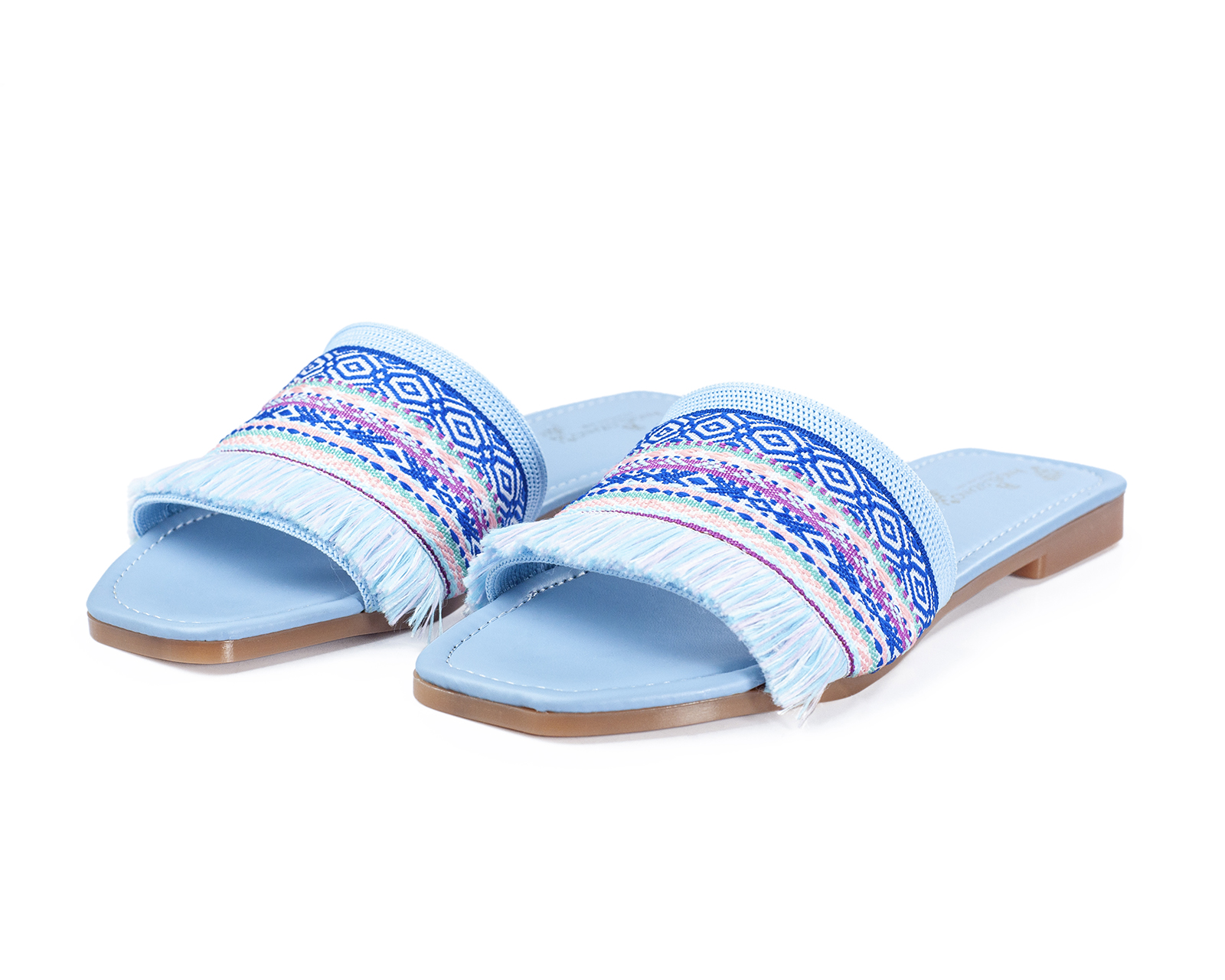 Foto 9 pulgar | Sandalia De Piso A Ángelozano Con Tira Étnica, Color Azul