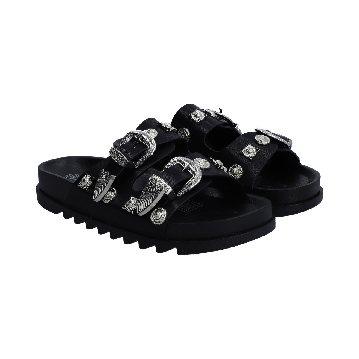 Foto 2 pulgar | Sandalias Berlín Negras con Hebillas para Mujer