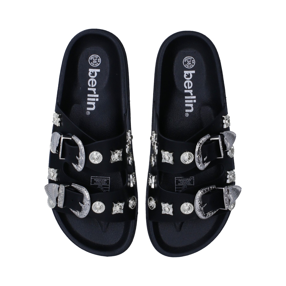 Foto 5 pulgar | Sandalias Berlín Negras con Hebillas para Mujer
