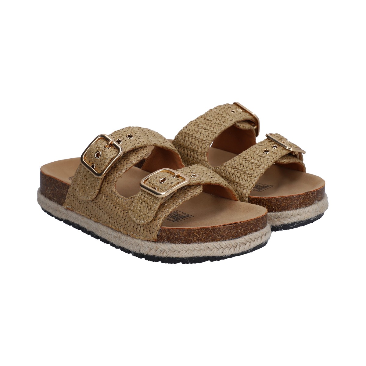 Foto 2 pulgar | Sandalia Berlin Textil Camel con Hebillas para Dama