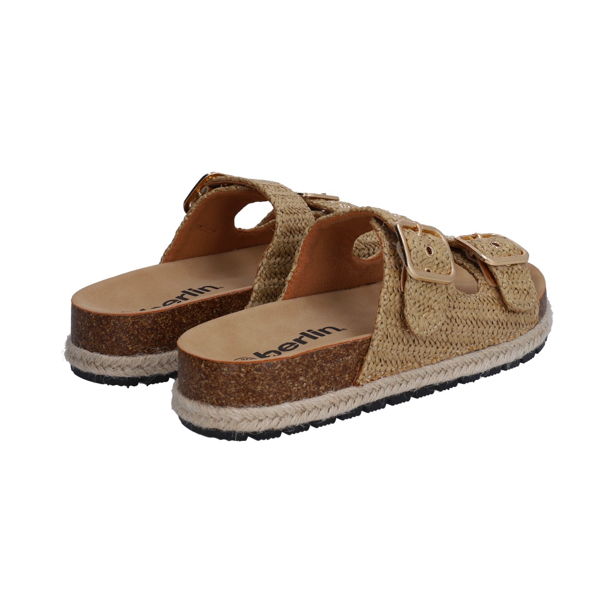 Foto 4 pulgar | Sandalia Berlin Textil Camel con Hebillas para Dama