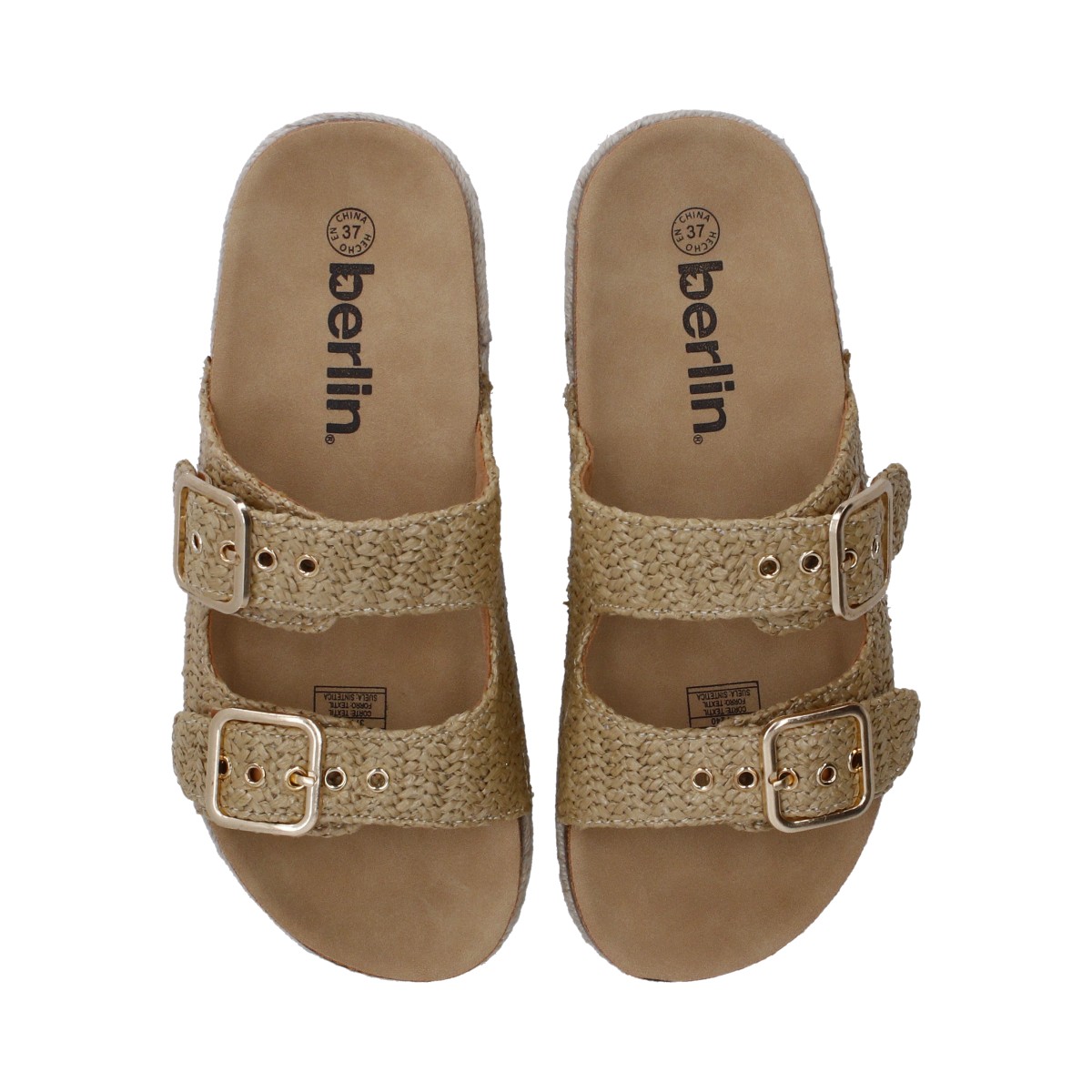 Foto 5 pulgar | Sandalia Berlin Textil Camel con Hebillas para Dama