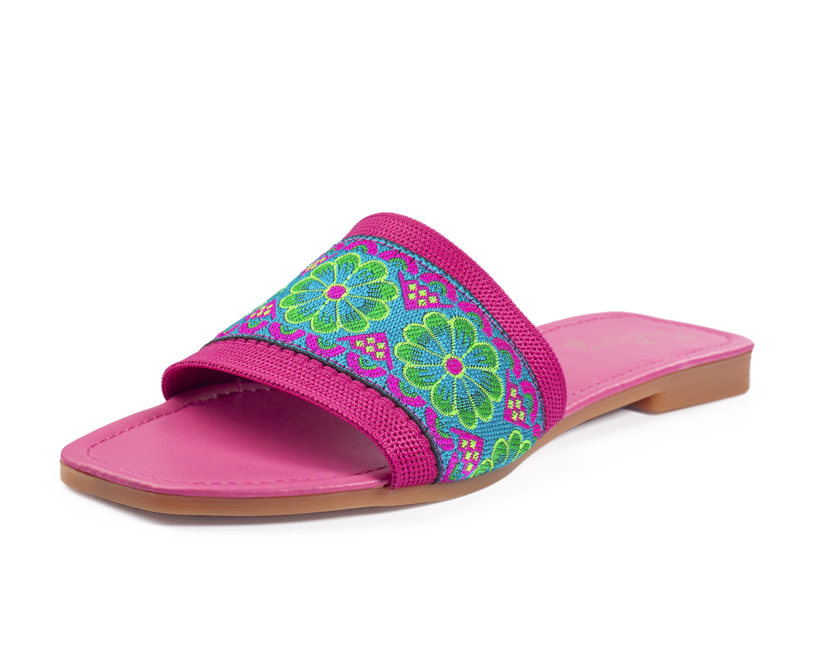Foto 4 pulgar | Sandalia De Piso A Ángelozano Con Tira De Flores, Color Fuscia