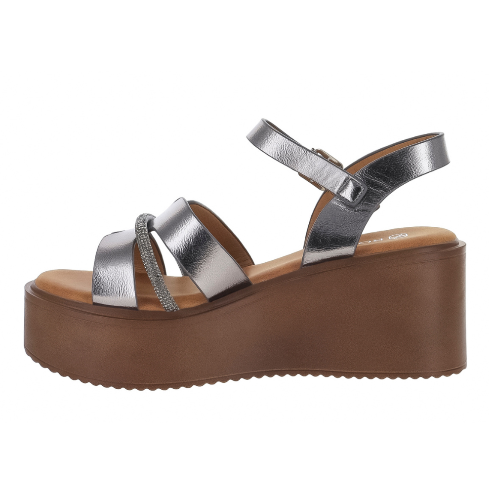 Roze Sandalias Plateadas Para Mujer