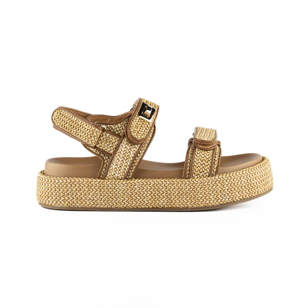 Sandalia Plataforma Yute Casual Hebilla Para Dama Walki Giorgia Beige