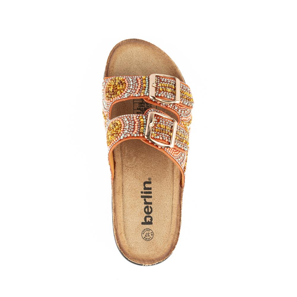 Foto 3 pulgar | Sandalia Tiras Hebilla Casual Brillo Para Mujer Walki Camelia Naranja