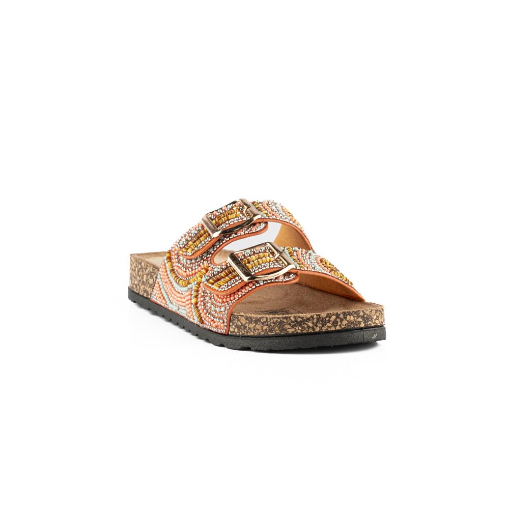 Foto 4 pulgar | Sandalia Tiras Hebilla Casual Brillo Para Mujer Walki Camelia Naranja