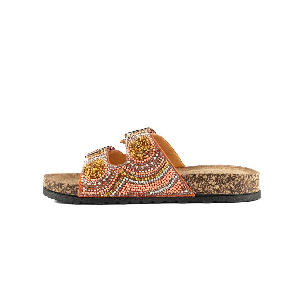 Foto 5 pulgar | Sandalia Tiras Hebilla Casual Brillo Para Mujer Walki Camelia Naranja