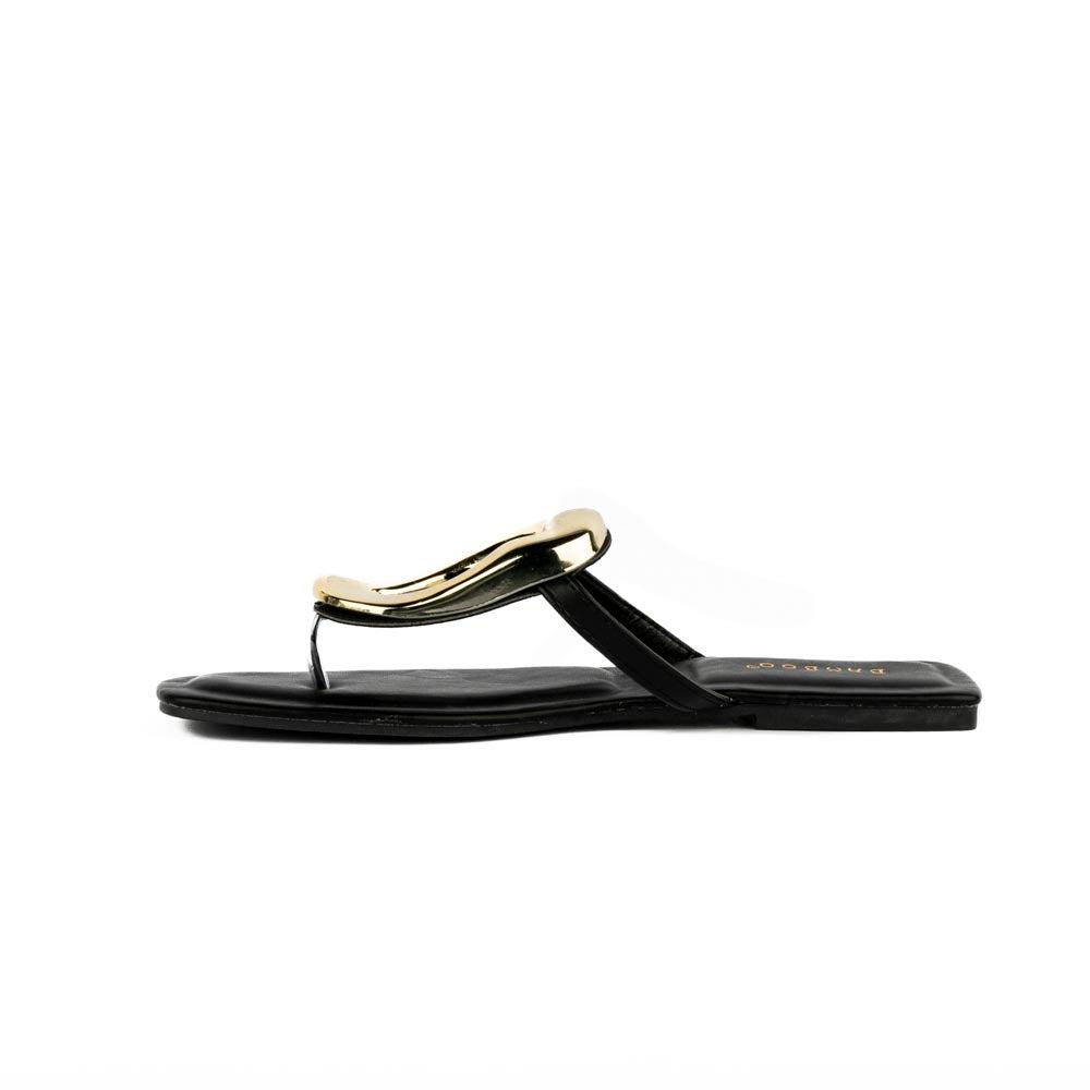 Foto 4 pulgar | Sandalia Hebilla Flat Casual Moda Para Mujer Walki Briseida Negro