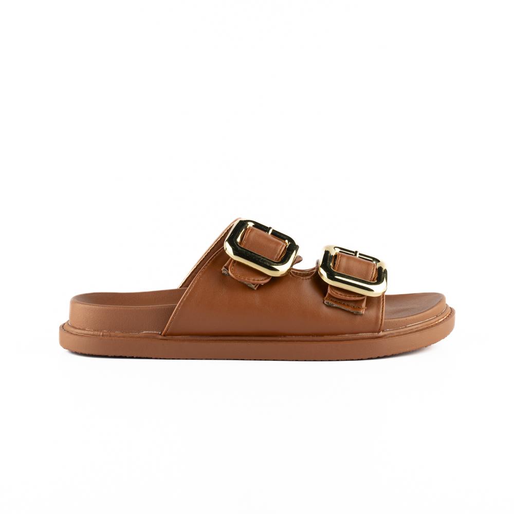 Sandalia Tiras Hebilla Casual Moda Para Mujer Walki Cameron Cafe