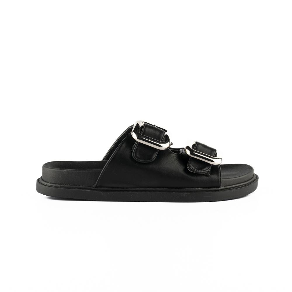 Sandalia Tiras Hebilla Casual Moda Para Mujer Walki Cameron Negro