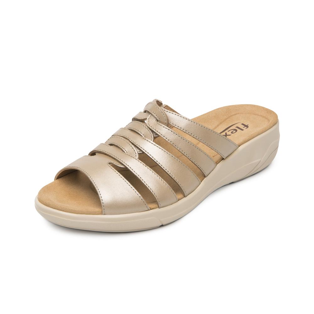 Foto 4 pulgar | Sandalias Flexi Dorado Para Mujer [fff3767] Dorado
