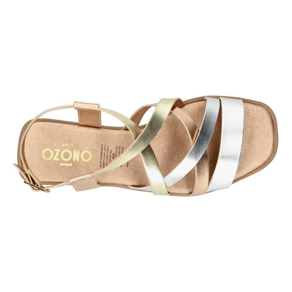 Foto 9 pulgar | Sandalias Ozono Dorado Para Mujer [ozo2918] Plateado