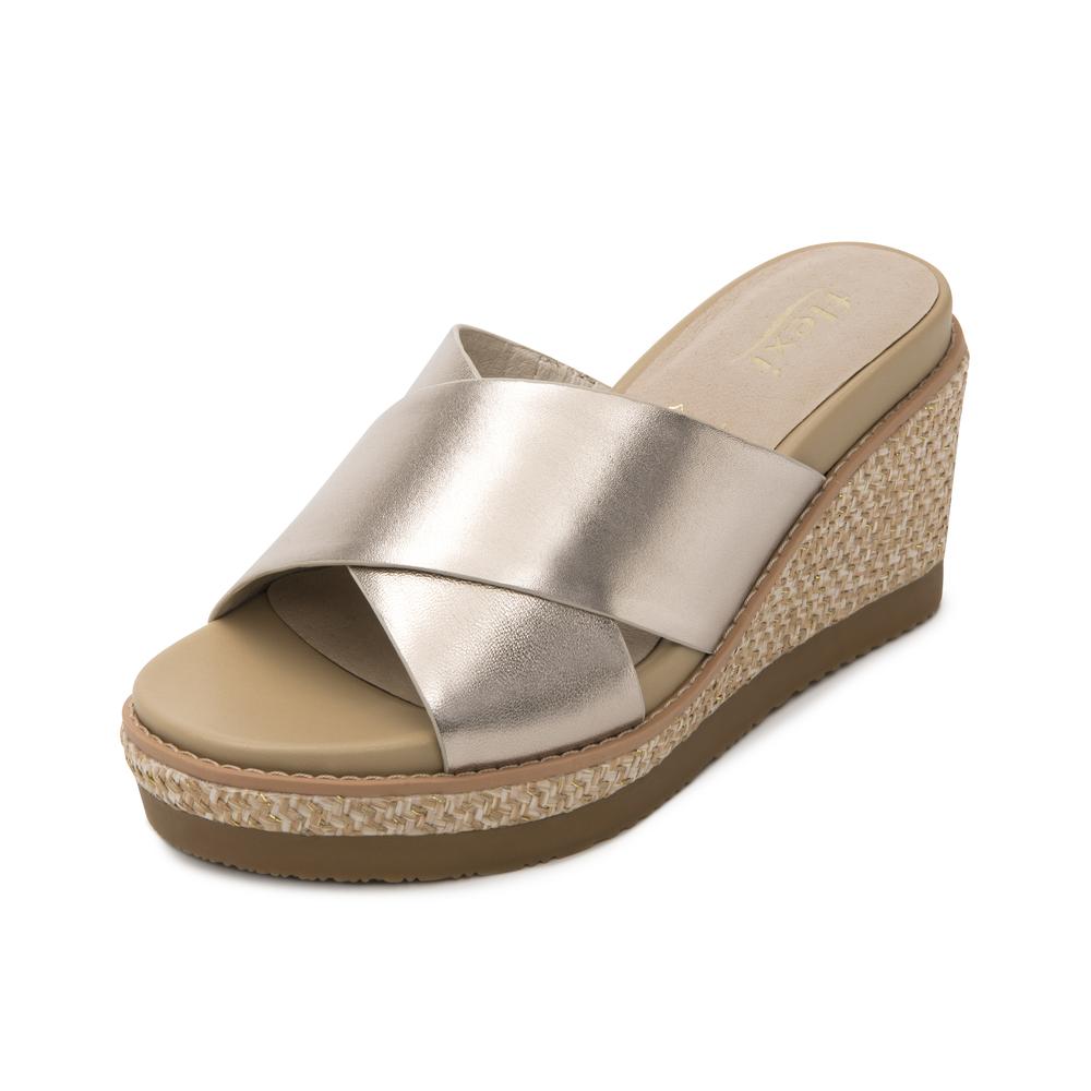 Foto 4 pulgar | Sandalias Flexi Dorado Para Mujer [fff3778] Dorado