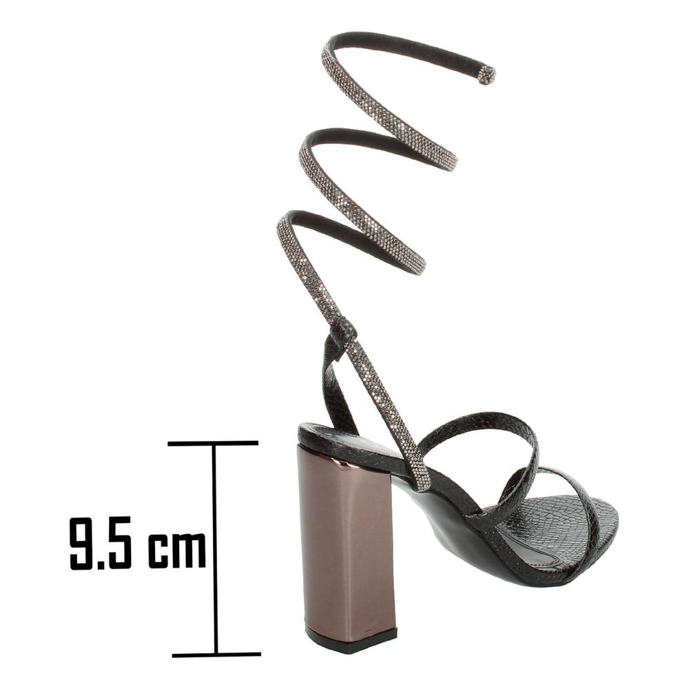 Foto 4 pulgar | Sandalias De Tacon Ozono Mujer Negro Dama Correa De Tobillo Negro