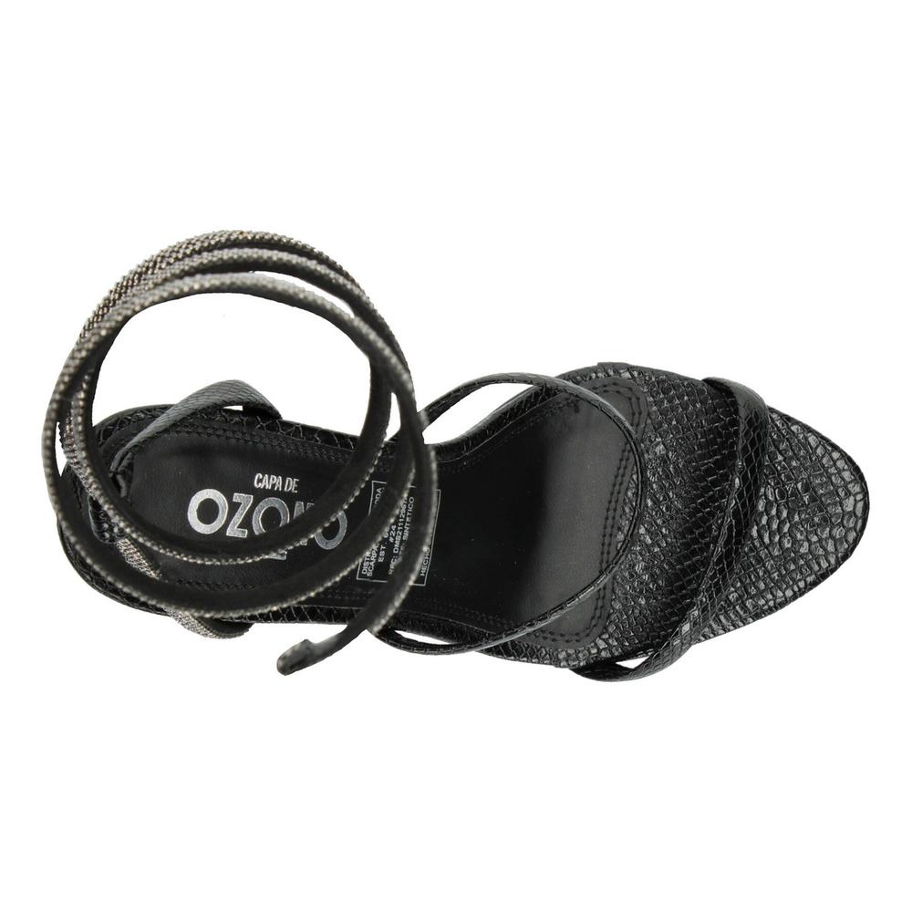 Foto 9 pulgar | Sandalias De Tacon Ozono Mujer Negro Dama Correa De Tobillo Negro