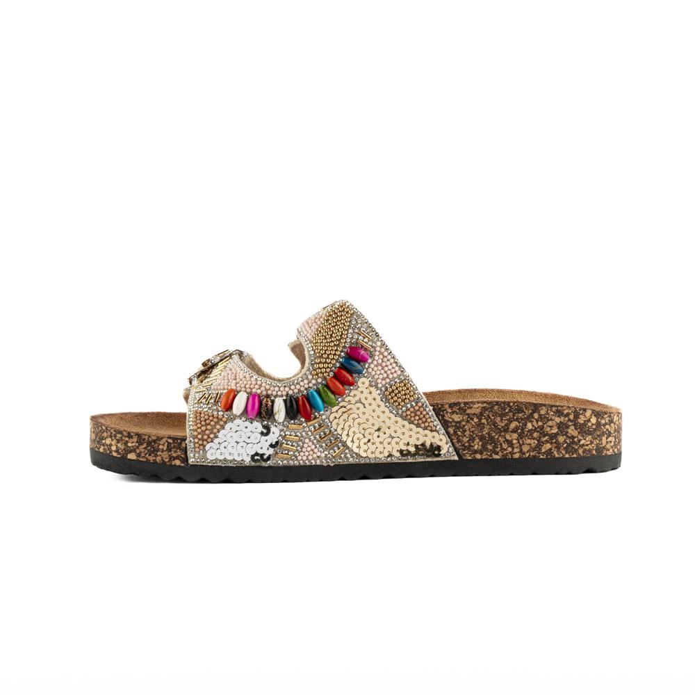 Foto 3 pulgar | Sandalia Tiras Hebilla Casual Brillo Para Mujer Walki Nalani Beige
