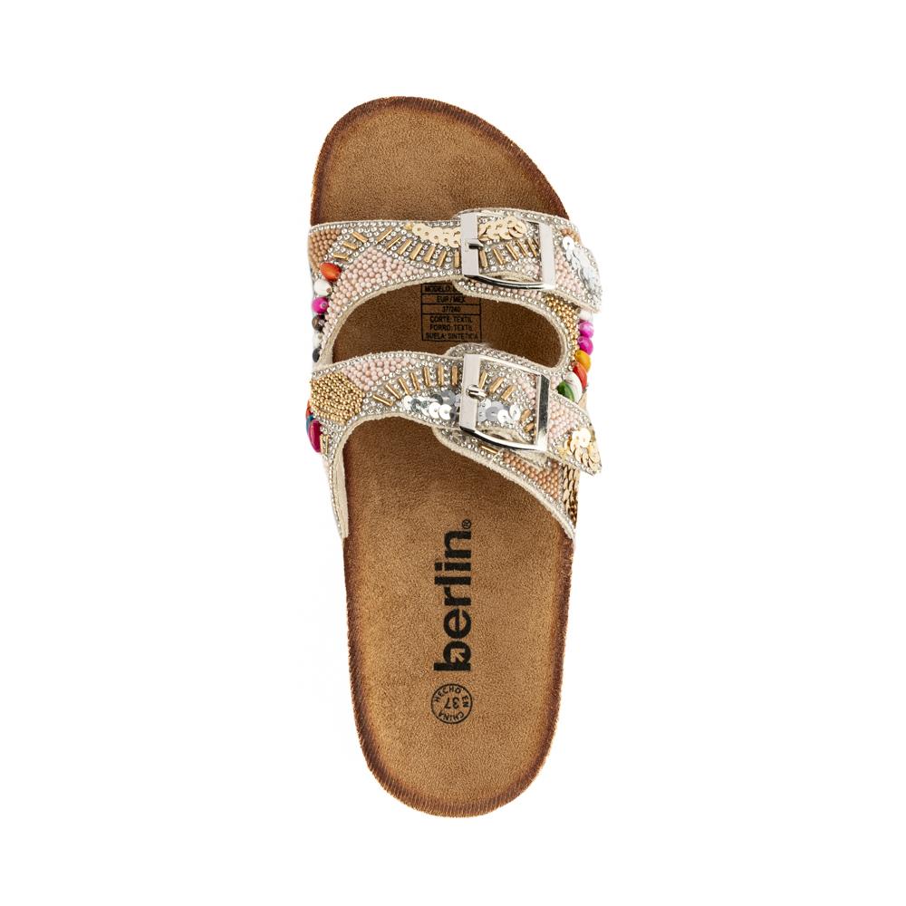 Foto 4 pulgar | Sandalia Tiras Hebilla Casual Brillo Para Mujer Walki Nalani Beige