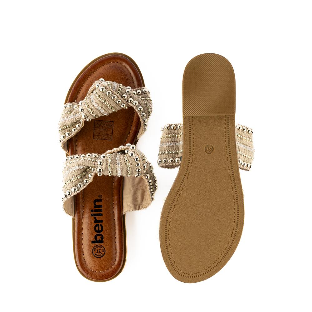 Foto 5 pulgar | Sandalia Casual Plana Flat Doble Tira Para Mujer Walki Elvira Beige