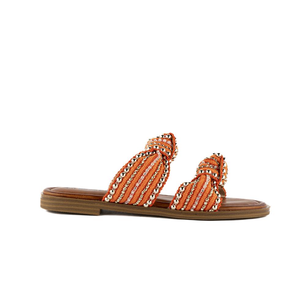 Foto 2 pulgar | Sandalia Casual Plana Flat Doble Tira Para Mujer Walki Elvira Naranja