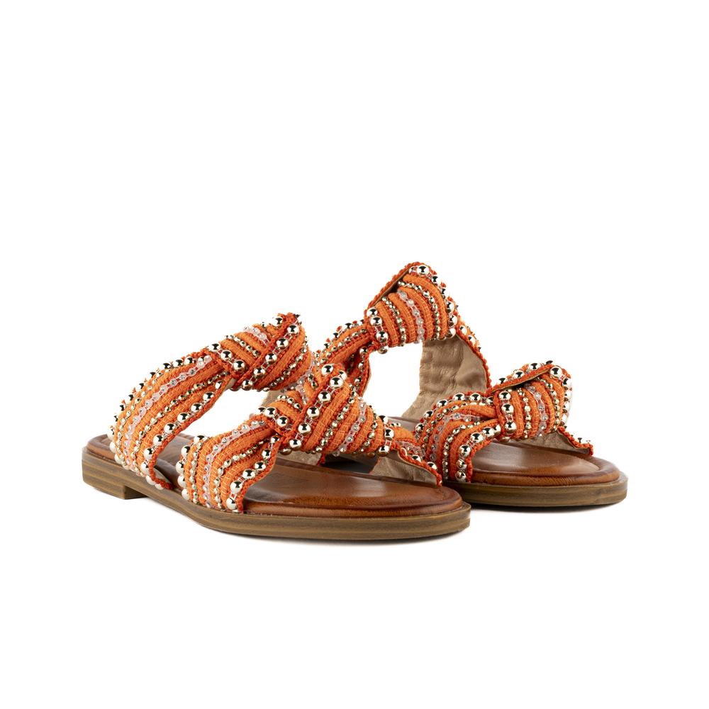 Foto 3 pulgar | Sandalia Casual Plana Flat Doble Tira Para Mujer Walki Elvira Naranja