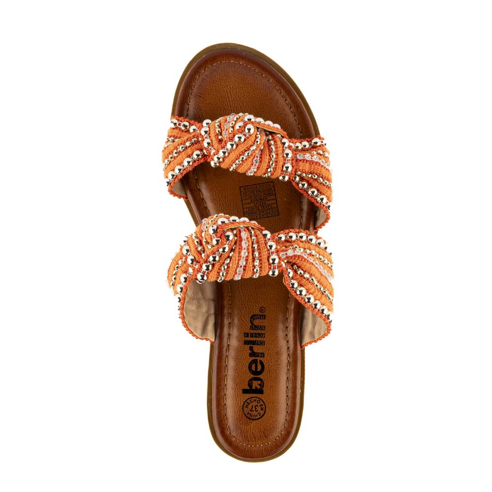 Foto 4 pulgar | Sandalia Casual Plana Flat Doble Tira Para Mujer Walki Elvira Naranja