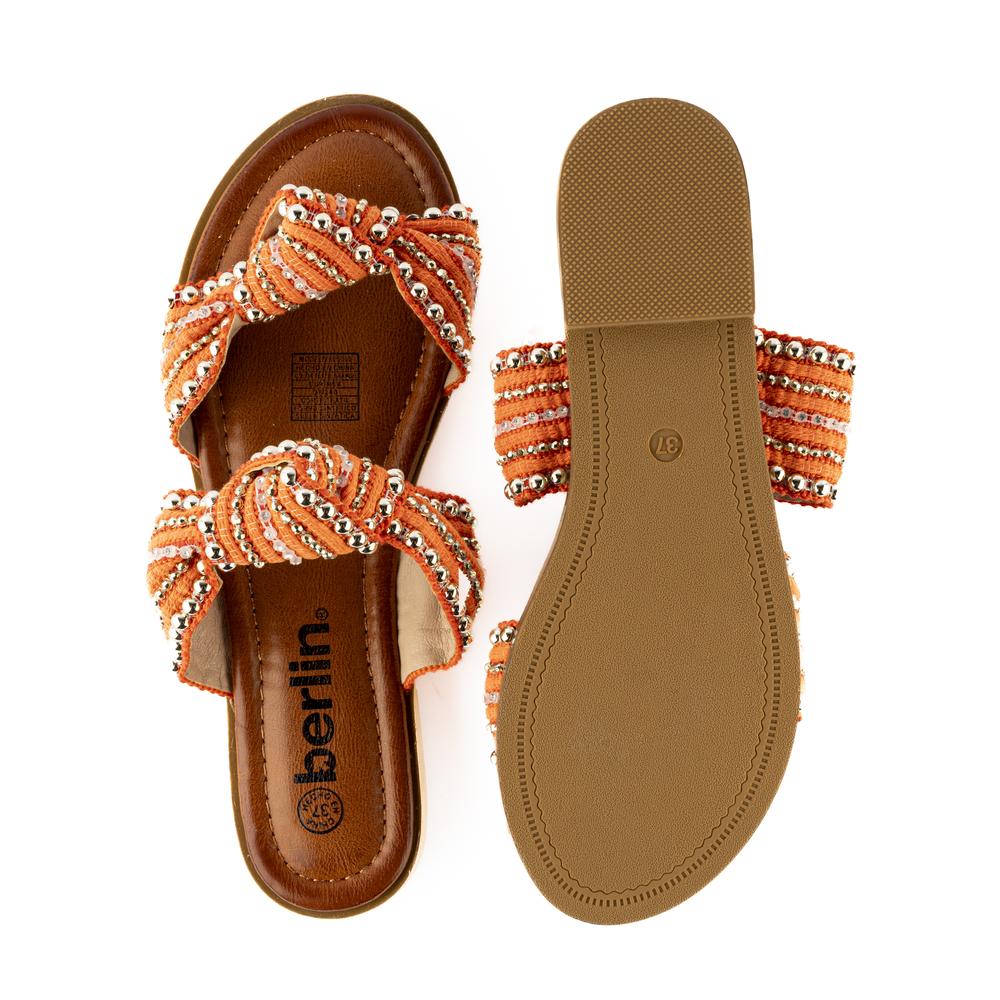 Foto 5 pulgar | Sandalia Casual Plana Flat Doble Tira Para Mujer Walki Elvira Naranja