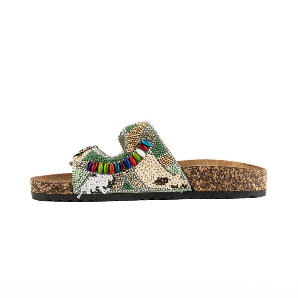 Foto 3 pulgar | Sandalia Tiras Hebilla Casual Brillo Para Mujer Walki Nalani Verde