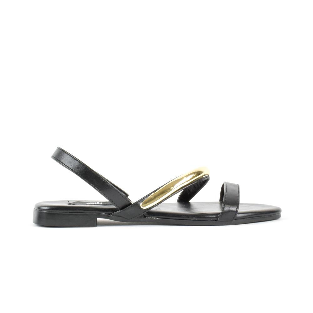 Sandalia Tiras Flat Casual Moda Para Mujer Walki Lia Negro