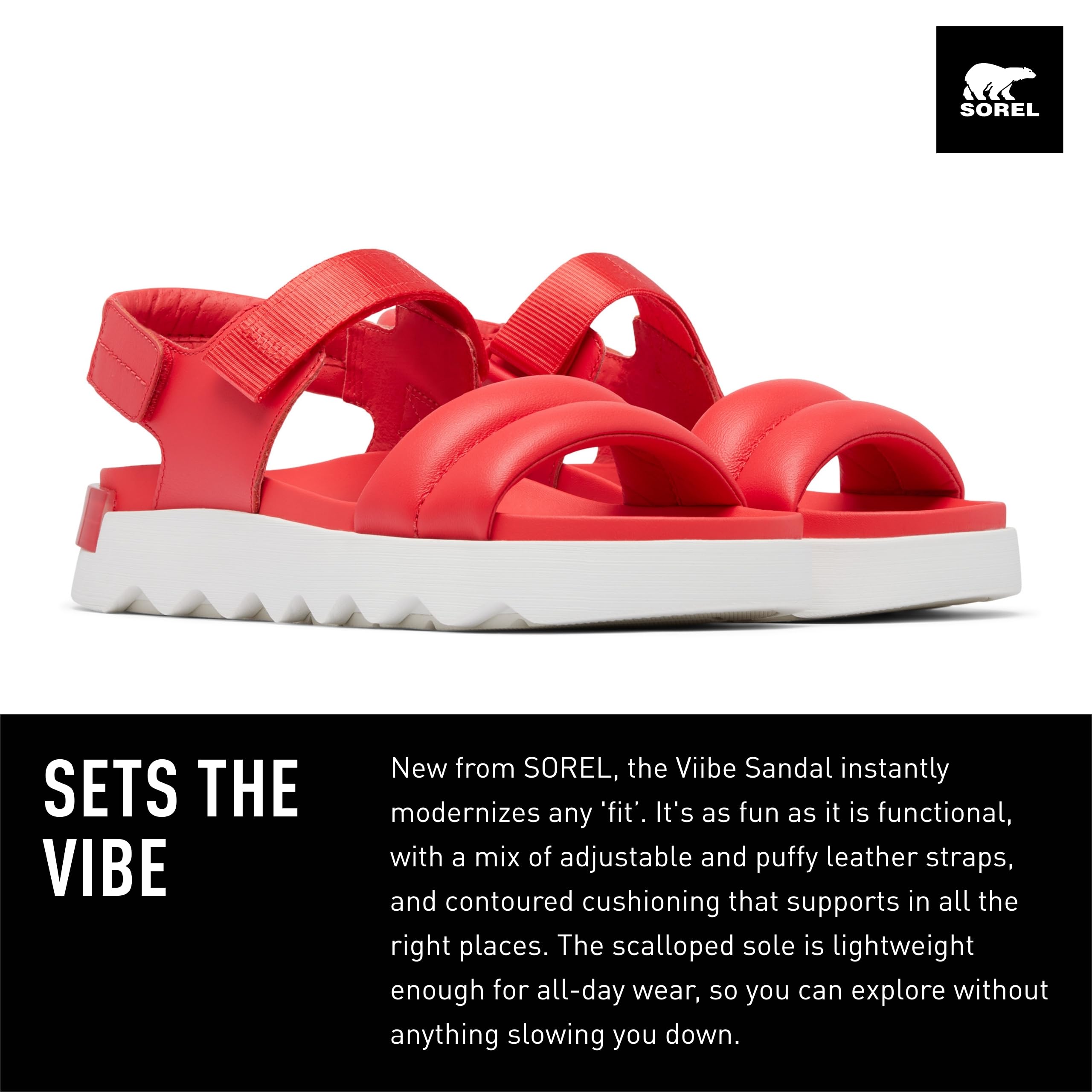 Foto 3 pulgar | Sandalias Sorel Viibe Para Mujer, Color Rojo, Color Blanco, Talla 7 - Venta Internacional.