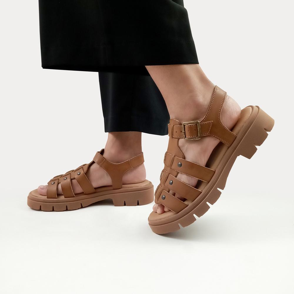 Foto 4 | Sandalias Hispana Cafe Para Mujer [his148] Cafe