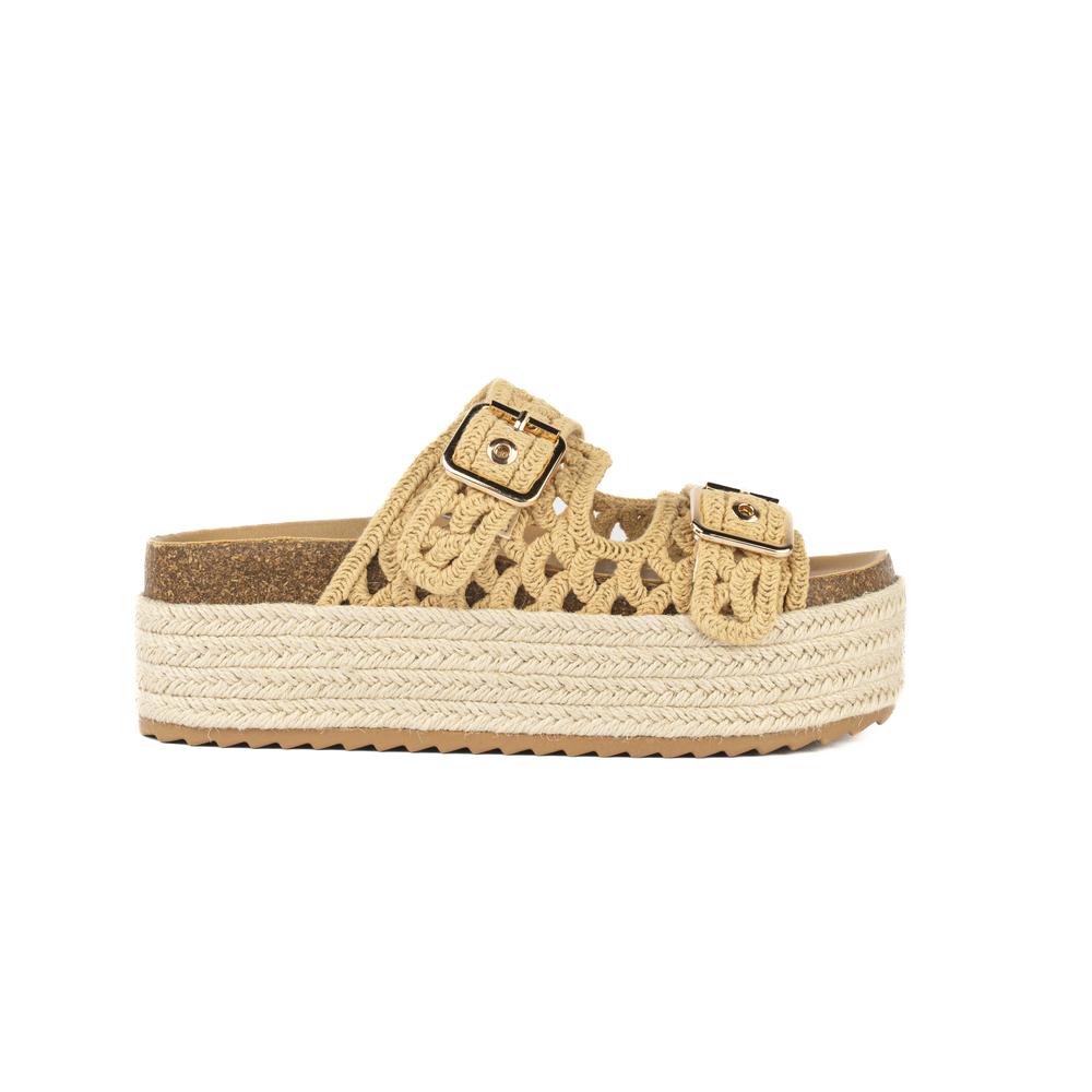 Foto 2 pulgar | Sandalia Plataforma Hebilla Doble Para Mujer Walki Simona Beige