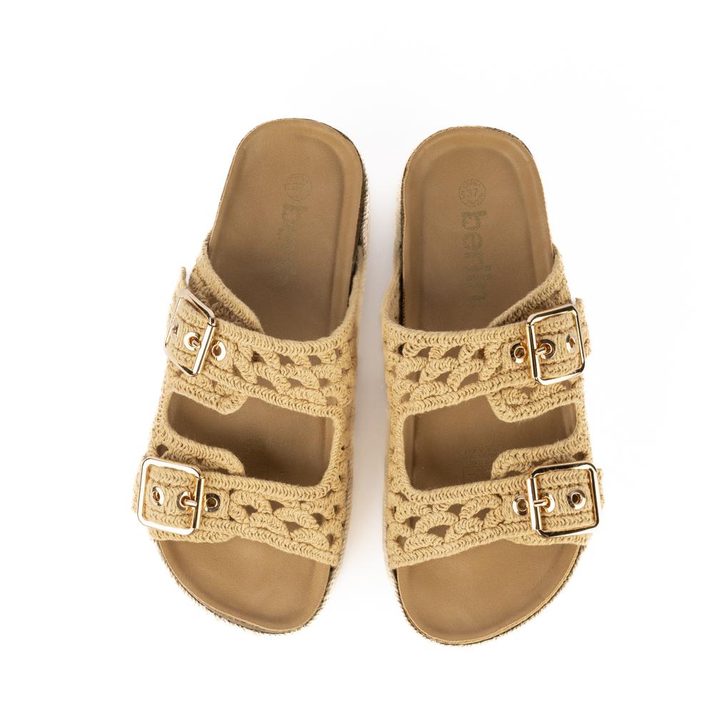 Foto 4 pulgar | Sandalia Plataforma Hebilla Doble Para Mujer Walki Simona Beige