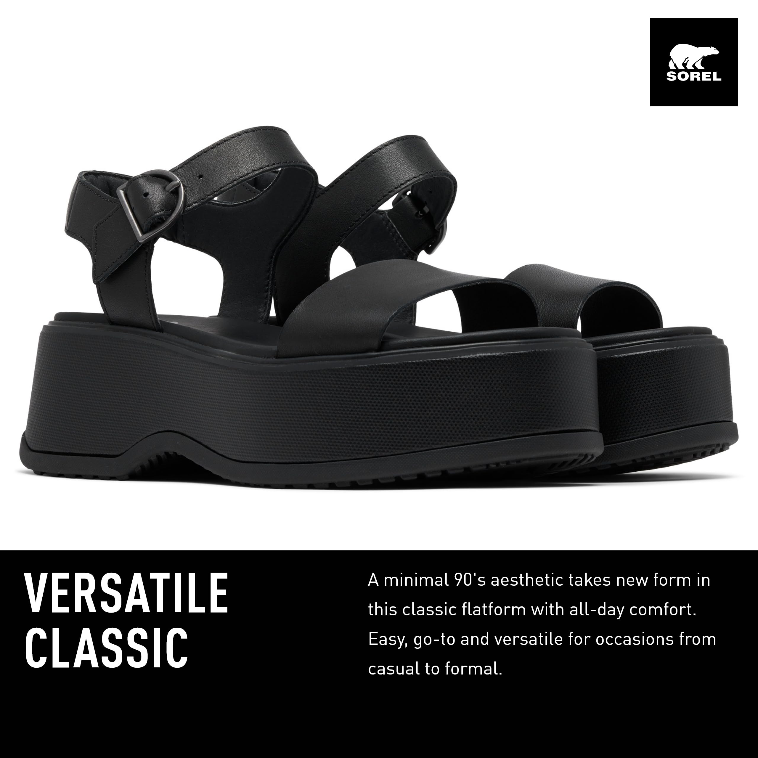 Foto 3 pulgar | Sandalia de Tacón Sorel Negras para Mujer - Venta Internacional