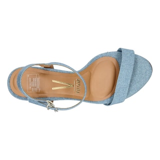 Foto 8 | Sandalias Mujer Tacon Bajo Vizzano Mezclilla Dama Correa Azul