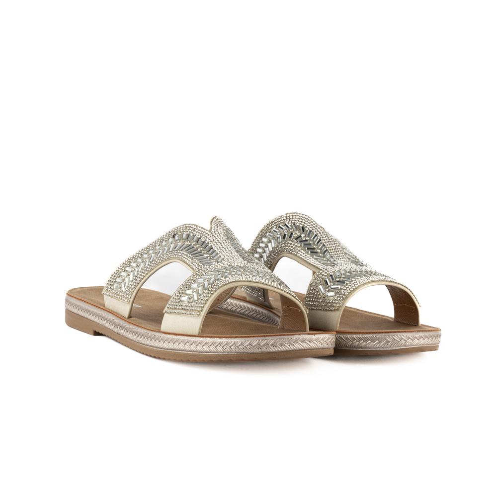 Foto 3 pulgar | Sandalia Tiras Flat Casual Boho Para Mujer Walki Gloria Plateado