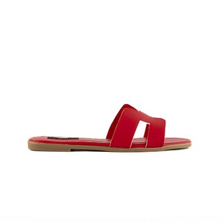 Foto 1 | Sandalia Tiras Flat Casual Brillo Para Mujer Walki Azula Rojo