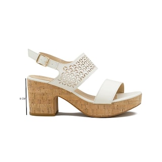 Foto 3 | Sandalia Plataforma Con Tacon Diseño Floral Color Beige Beige