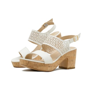 Foto 7 | Sandalia Plataforma Con Tacon Diseño Floral Color Beige Beige