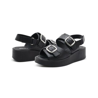 Foto 2 | Sandalia Plataforma Dama Ajuste Doble Broche Color Negro Negro