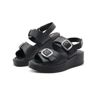 Foto 3 | Sandalia Plataforma Dama Ajuste Doble Broche Color Negro Negro