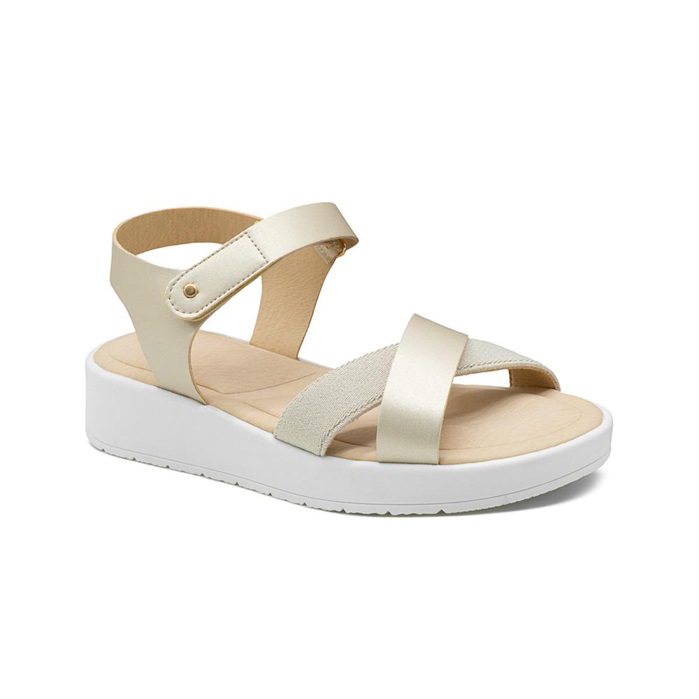 Sandalia Para Dama Plataforma Suela Blanca Super Comodas Plateado