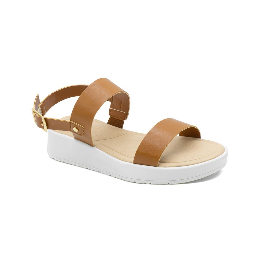 Sandalia Plataforma Color Camel Abierta Con Correa 23-26 Beige