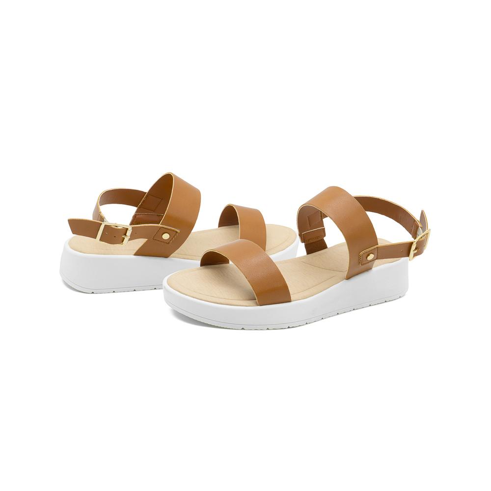 Foto 7 pulgar | Sandalia Plataforma Color Camel Abierta Con Correa 23-26 Beige